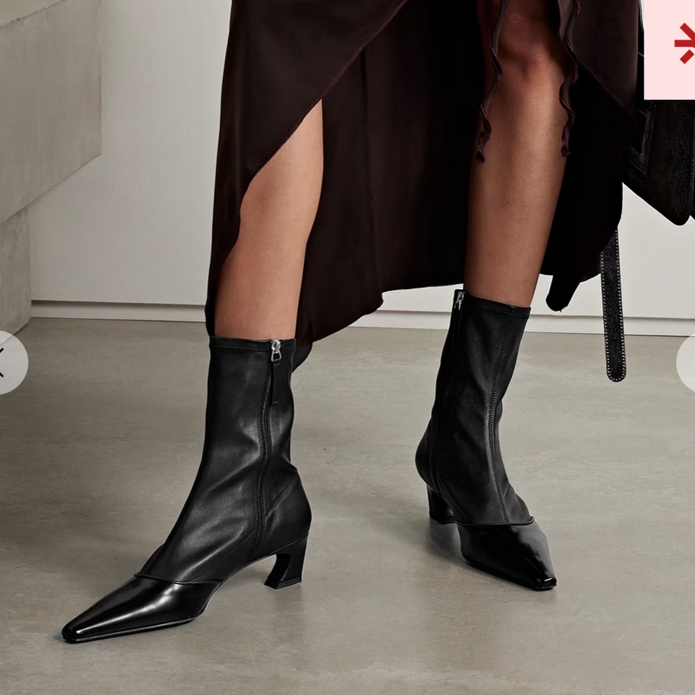 Acne Studio Patent-Trimmed leather ankle boots size 40